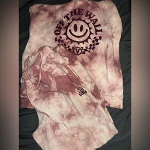 Vans Pink Tie-Dye Sweatsuit Hoodie with Matching Joggers Medium